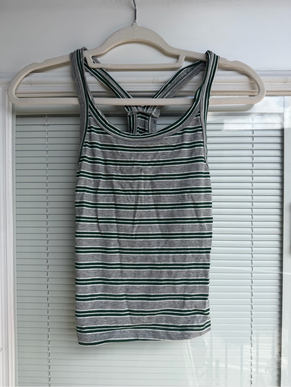 Lioness striped gray and green racerback tank